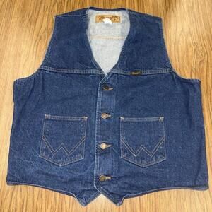 Vintage Wrangler M-159 Authentic Western Jacket Jeans Denim Vest Large